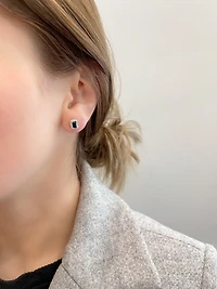 10K White Gold Genuine Sapphire & Diamond Earrings