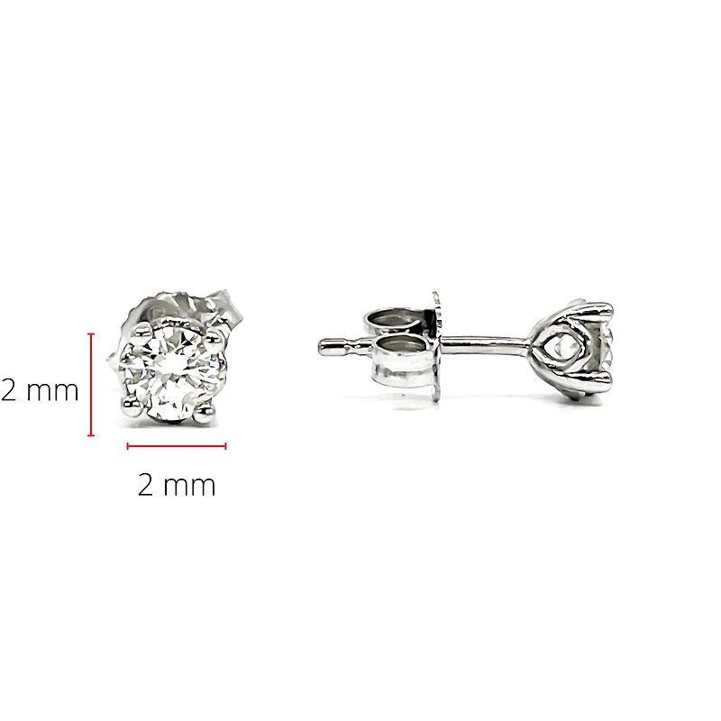 14K White Gold 0.15cttw Round Cut Canadian Diamond Stud Earrings