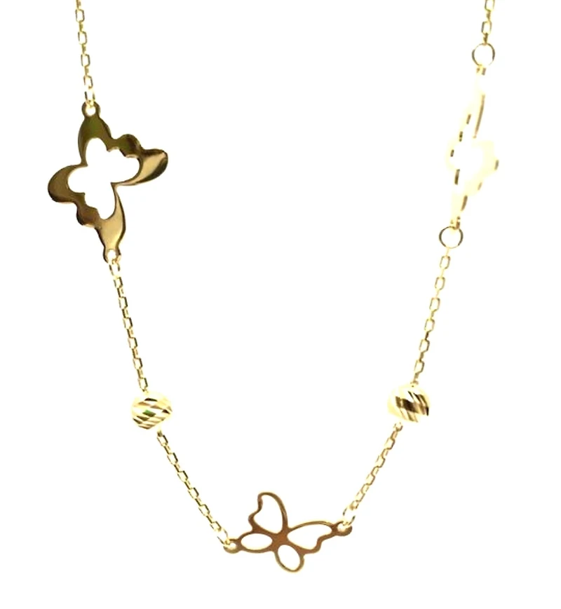 10K Yellow Gold Butterfly Link Anklet - 10 Inches