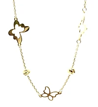 10K Yellow Gold Butterfly Link Anklet - 10 Inches