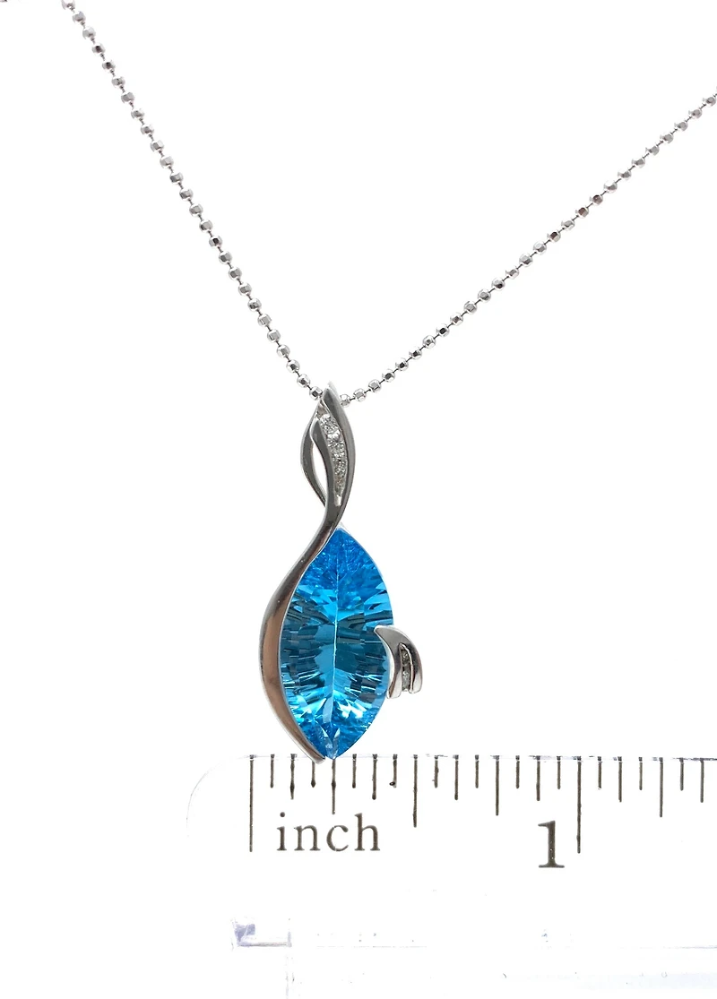Blue Topaz and Diamond Pendant