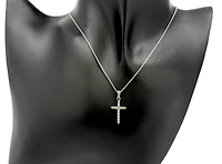 14K White Gold 0.35 cttw Diamond Cross Pendant, 18"