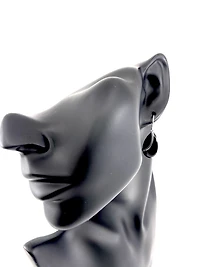 Sterling Silver Fish Hook Drop Shape Onyx Earrings 20mmx10mm