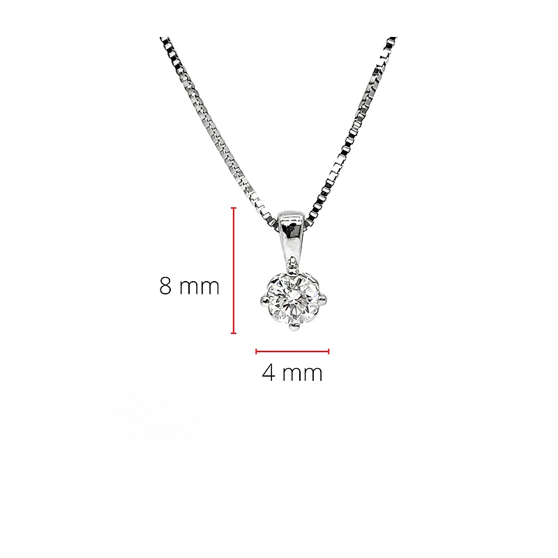 14K White Gold 0.17cttw Round Cut Canadian Diamond Pendant, 18”