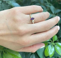 10K Yellow Gold 0.44cttw Oval Cut Amethyst & 0.02cttw Diamond Ring - 4.5