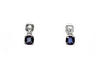 10K White Gold 6mm Cushion Cut Created Alexandrite and 0.01cttw Diamond Earrings