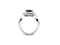 14K White Gold 3.16cttw Genuine Sapphire & 1.15cttw Diamond Ring, Size 6