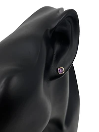 10K Yellow Gold 0.60cttw Cushion Cut Amethyst Bezel Set Stud Earrings