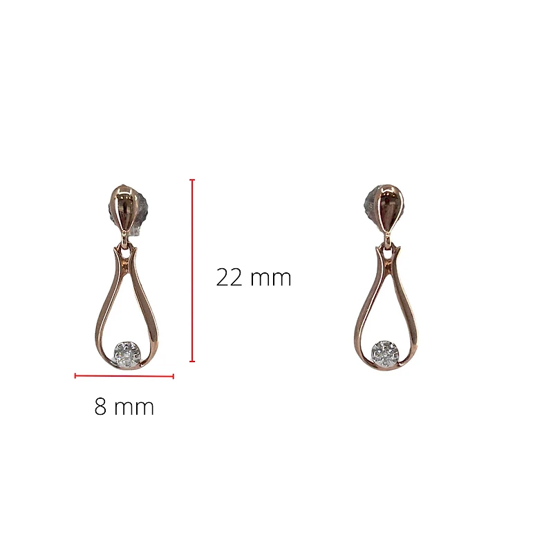 10K Rose Gold 0.06cttw Canadian Diamond Dangle Earrings