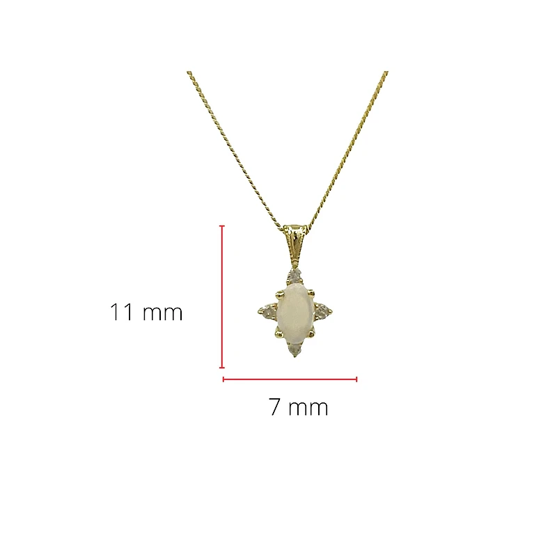 10K Yellow Gold 0.16cttw Opal and 0.03cttw Diamond Necklace - 18 Inches