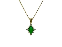 10K Yellow Gold 5x3mm Emerald and 0.03cttw Diamond Pendant