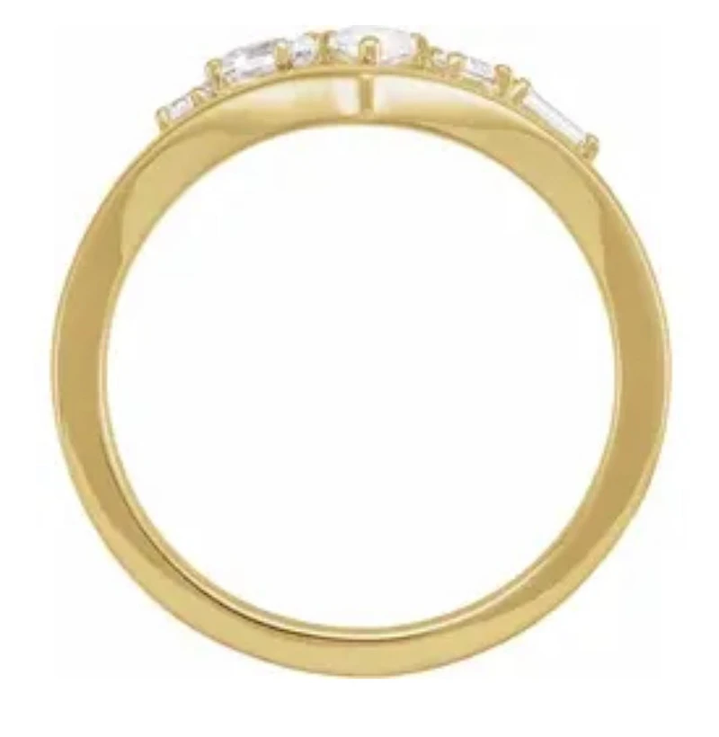 14K White 1/2 CTW Lab-Grown Diamond V Ring - Gold
