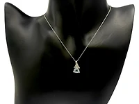 10K White Gold Aquamarine and 0.02cttw Diamond Pendant, 18"