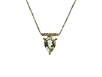 10K Yellow Gold 1.00cttw Green Amethyst (Prasiolite) and 0.042cttw Diamond Necklace, 18"