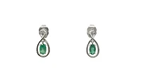 10K White Gold 0.40cttw Oval Cut Emerald Earrings