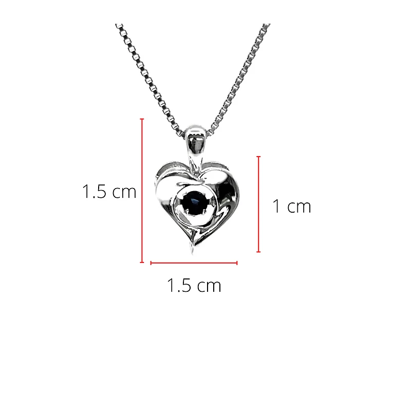 Sterling Silver Sapphire 0.10cttw Pendant,18"