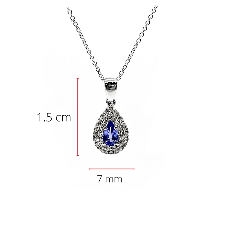 10K White Gold Tanzanite & Diamond Pendant