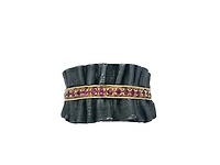 Oxidized Sterling Silver and 18K Gold Plated Ruby Ring, size 7.5