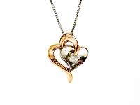 10K Rose Gold & White Gold 0.096cttw Canadian Diamond Heart Pendant, 18"