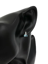 10K White Gold 1.20cttw Genuine Blue Topaz and 0.02cttw Diamond Earrings