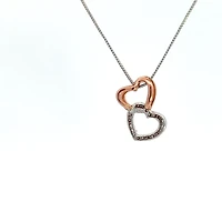 10K White & Rose Gold 0.06cttw Diamond Pendant - 18"