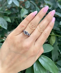 10K White Gold 2.00cttw Created Alexandrite and 0.014cttw Diamond Ring, size 7 - 4.5