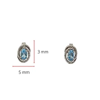 925 Sterling Silver Blue Topaz & Diamond Halo Stud Earrings