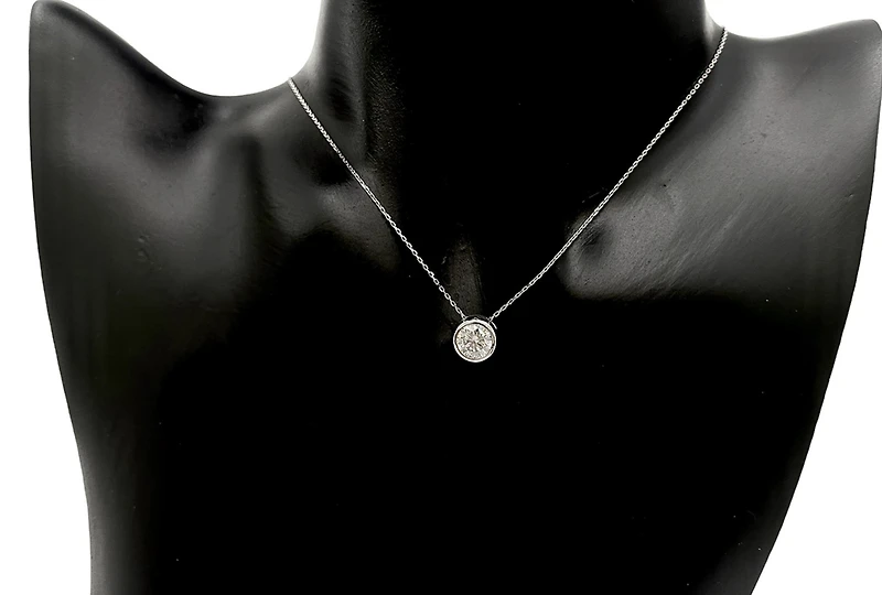 14K White Gold 1.00cttw Moissanite Pendant, 18"