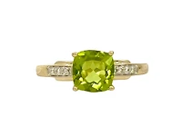 10K Yellow Gold 1.41cttw Peridot and 0.051cttw Diamond Ring - Size 7