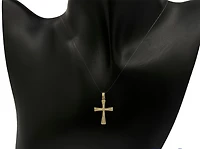 10K Yellow Gold Cubic Zirconia Cross - 25mm x 15mm