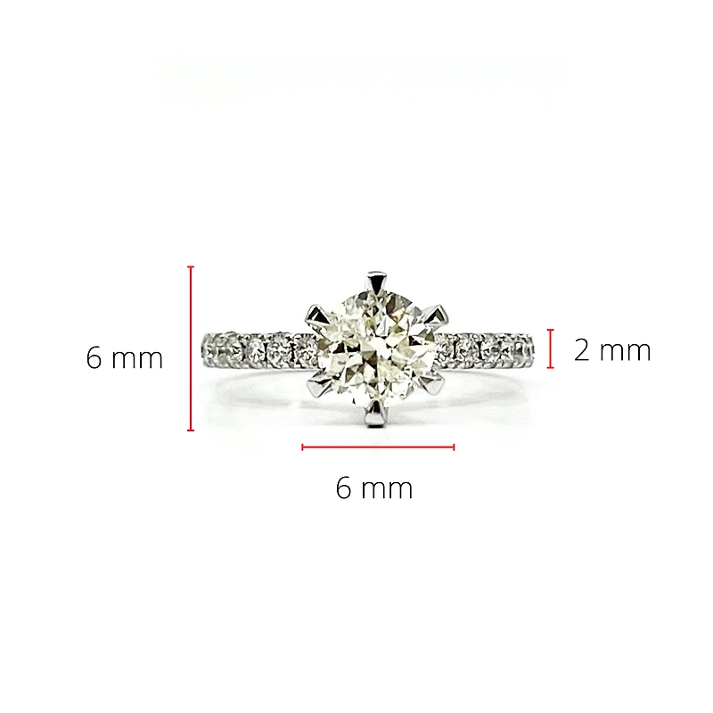14K White Gold 1.23cttw Diamond Engagement Ring, Size 6