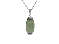 10K Gold Jadeite And Diamond Pendant - White gold