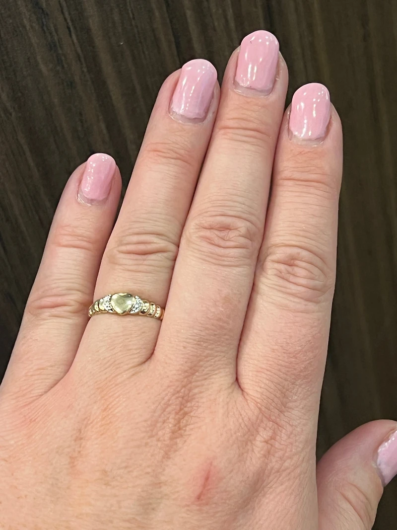 10K Yellow Gold 0.013cttw Diamond Signet Ring, size 6.5 - 4.5