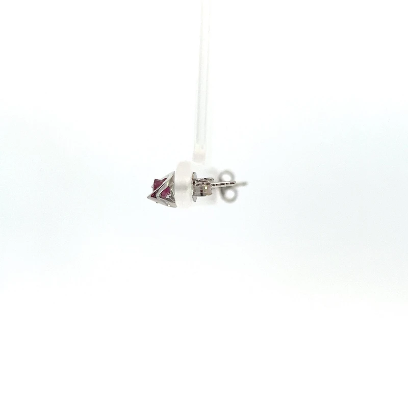 10K White Gold Genuine Ruby  Earrings