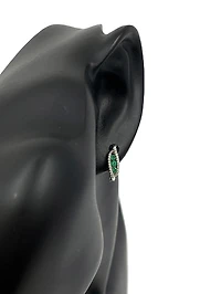 10K White Gold 0.20cttw Genuine Emerald & 0.12cttw Diamond Earring