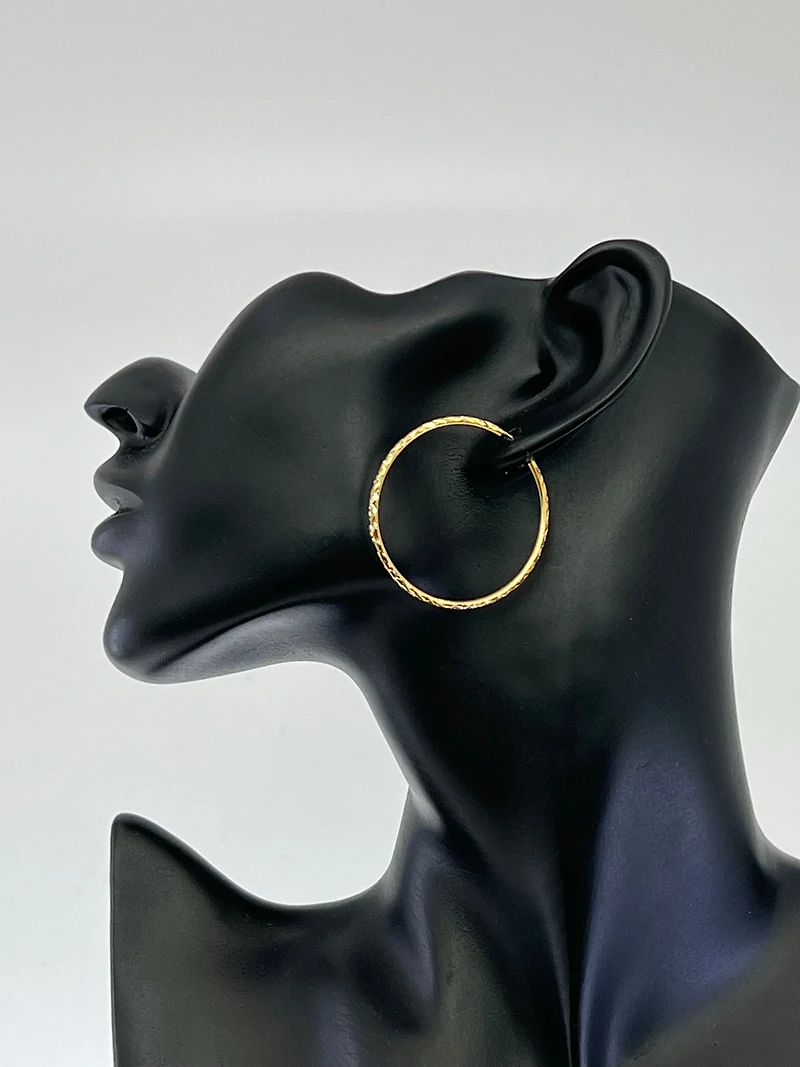 10K Yellow Gold 40mm Sleeper/Keeper/Hoop Earrings