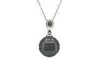 Sterling Silver 12-13mm Tahitian Pearl Pendant - 18"