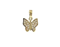 10K Yellow Gold Butterfly Cubic Zirconia Charm - 15mm x 11mm
