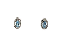 925 Sterling Silver Blue Topaz & Diamond Halo Stud Earrings