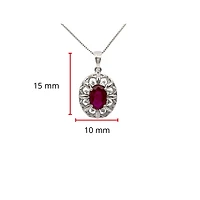 10K White Gold Ruby and Diamond Pendant, 18"