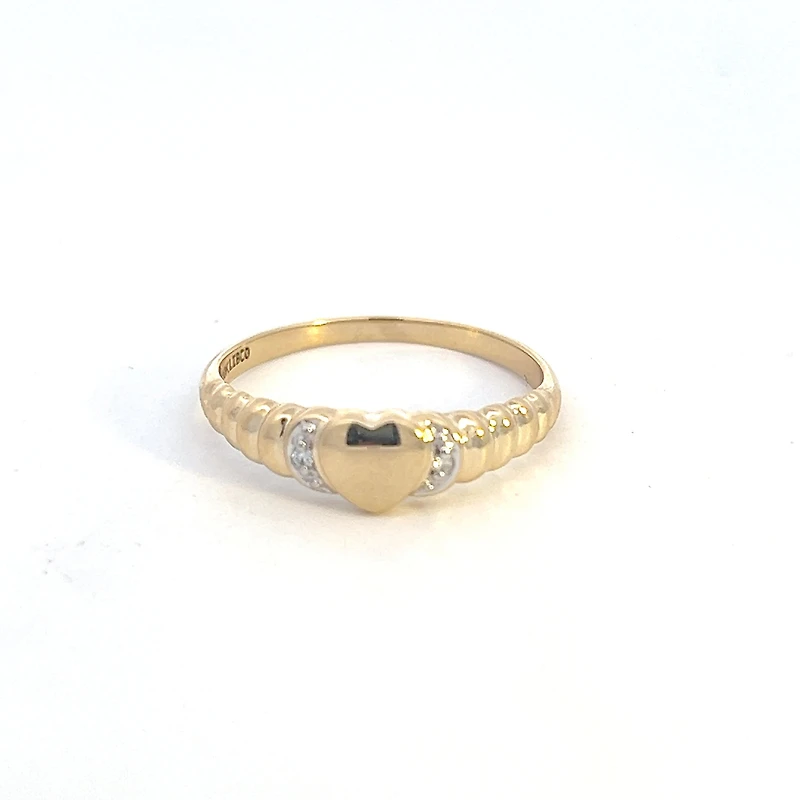 10K Yellow Gold 0.013cttw Diamond Signet Ring, size 6.5 - 4.5