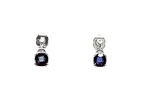 10K White Gold 6mm Cushion Cut Created Alexandrite and 0.01cttw Diamond Earrings