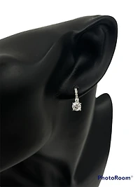 925 Sterling Silver 5.5mm Cubic Zirconia Earrings - 14.5mm x 5.5mm