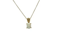 10K Yellow Gold Opal and Diamond Pendant, 18"