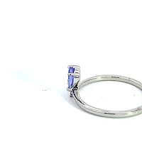 10K White Gold Tanzanite and Diamond Ring - Size 7