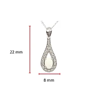 10K White Gold 6x4mm Oval Cut White Opal and 0.095cttw Diamond Pendant - 18 Inches