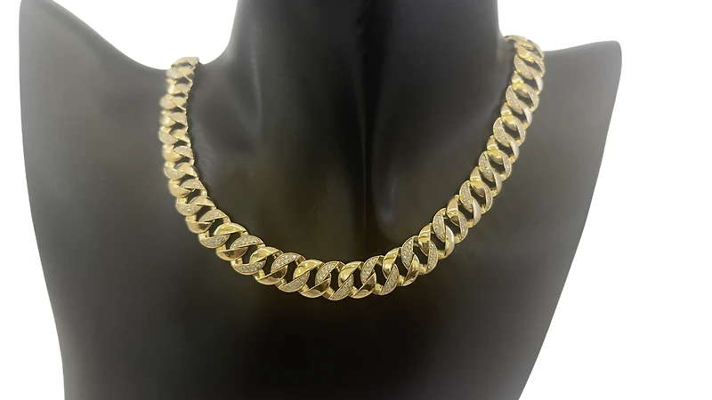 10K Yellow Gold 3.50cttw Diamond Miami Cuban Link Pave Set Chain / Necklace, 16"