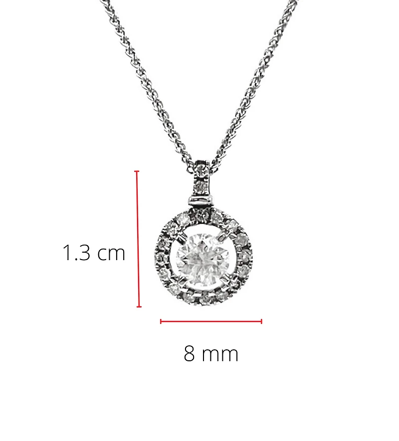 10K White Gold 0.41cttw Canadian Diamond Halo / Cluster Necklace, 18"