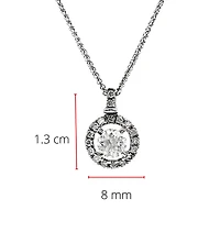 10K White Gold 0.41cttw Canadian Diamond Halo / Cluster Necklace, 18"