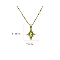 10K White Gold Peridot and 0.03cttw Diamond Pendant, 18" Box Chain